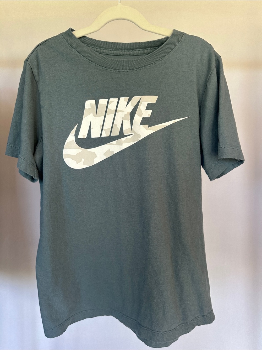 Nike Kids' Short-Sleeve Logo Tee in Slate Blue Grey-Boys Large